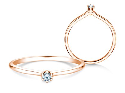 Anillo de compromiso Royal en 14K oro rosa con diamante 0,05ct H/SI