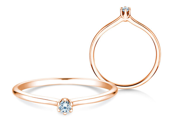 Anillo de compromiso Royal en 9K oro rosa con diamante 0,05ct H/SI