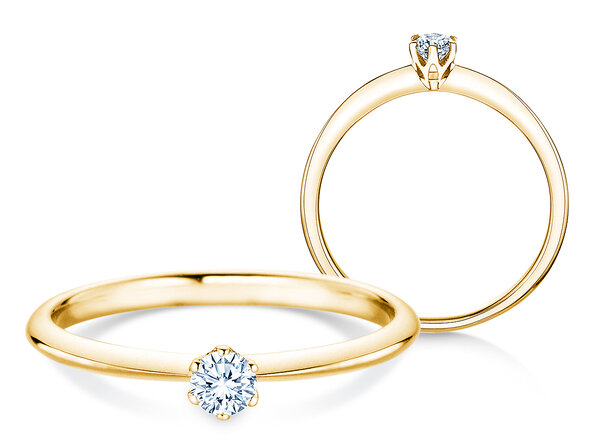 Anillo de compromiso The One en 14K oro amarillo con diamante 0,15ct H/SI