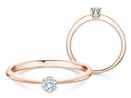 Anillo de compromiso The One en 9K oro rosa con diamante 0,15ct H/SI