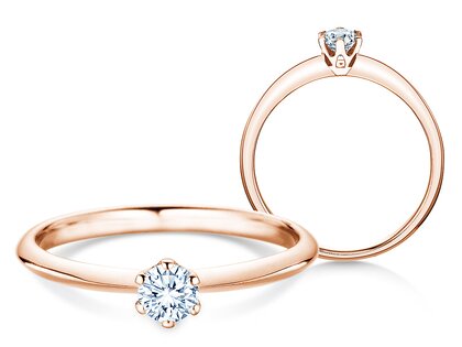 Anillo de compromiso The One en 9K oro rosa con diamante 0,25ct H/SI