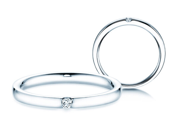 Anillo de compromiso Destiny en 14K oro blanco con diamante 0,03ct H/SI