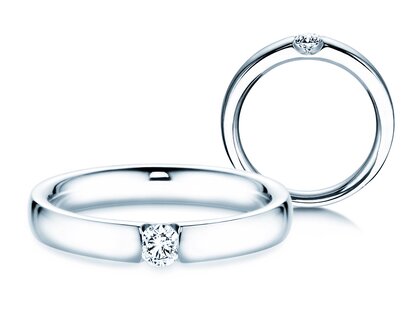 Anillo de compromiso Destiny en 14K oro blanco con diamante 0,15ct H/SI