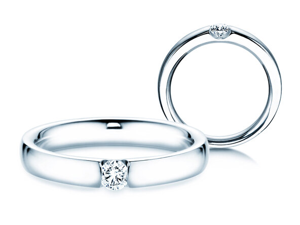 Anillo de compromiso Destiny en 14K oro blanco con diamante 0,15ct H/SI