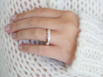 Anillo de compromiso Destiny en 14K oro blanco con diamante 0,20ct H/SI