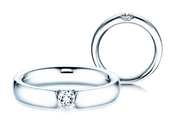 Anillo de compromiso Destiny en 14K oro blanco con diamante 0,20ct H/SI