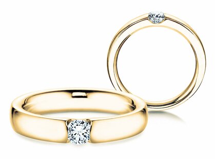 Anillo de compromiso Destiny en 14K oro amarillo con diamante 0,10ct G/SI