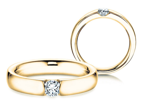 Anillo de compromiso Destiny en 18K oro amarillo con diamante 0,10ct G/SI