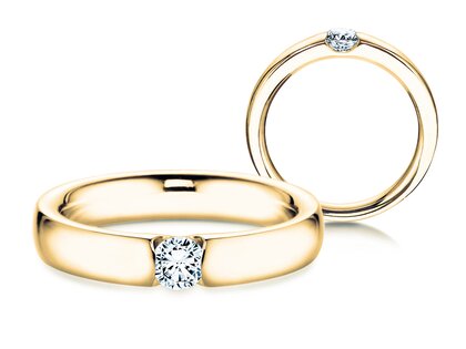 Anillo de compromiso Destiny en 14K oro amarillo con diamante 0,20ct H/SI