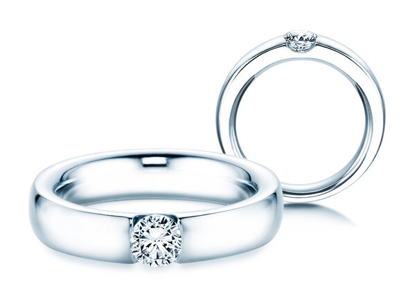 Anillo de compromiso Destiny en 18K oro blanco con diamante 0,40ct H/SI