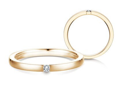 Anillo de compromiso Infinity en 14K oro amarillo con diamante 0,07ct H/SI