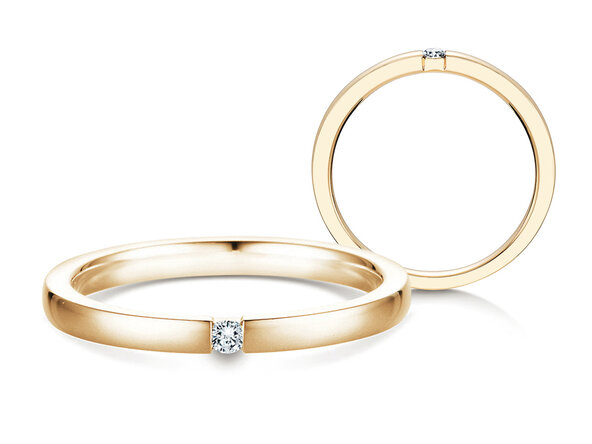Anillo de compromiso Infinity en 14K oro amarillo con diamante 0,07ct H/SI