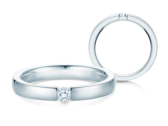 Anillo de compromiso Infinity en platino 950/- con diamante 0,15ct D/IF