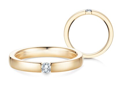 Anillo de compromiso Infinity en 14K oro amarillo con diamante 0,15ct G/SI