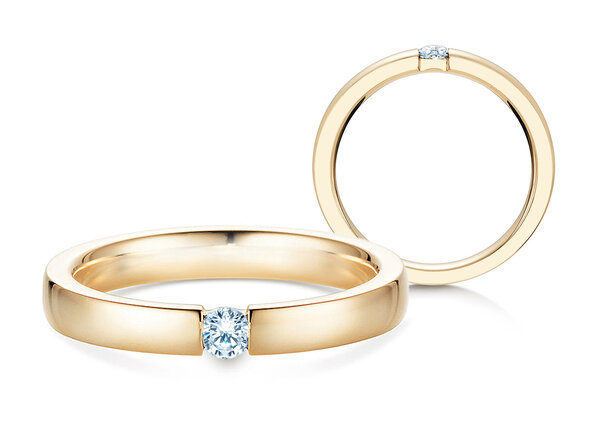 Anillo de compromiso Infinity en 14K oro amarillo con diamante 0,15ct H/SI