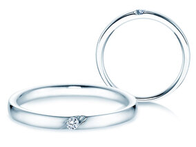 Anillo de compromiso Italic en 14K oro blanco con diamante 0,03ct G/SI