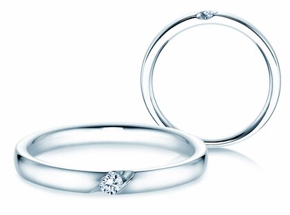 Anillo de compromiso Italic en 14K oro blanco con diamante 0,05ct G/SI