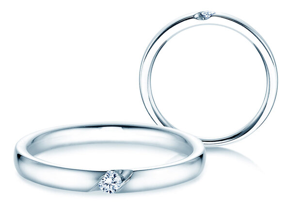 Anillo de compromiso Italic en 14K oro blanco con diamante 0,05ct H/SI