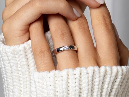 Anillo de compromiso Italic en 14K oro amarillo con diamante 0,20ct H/SI