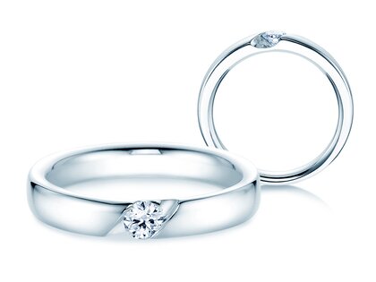 Anillo de compromiso Italic en 14K oro blanco con diamante 0,15ct G/SI