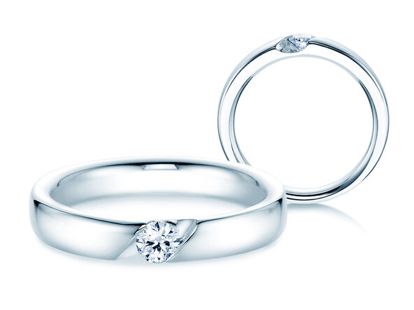 Anillo de compromiso Italic en 14K oro blanco con diamante 0,15ct G/SI