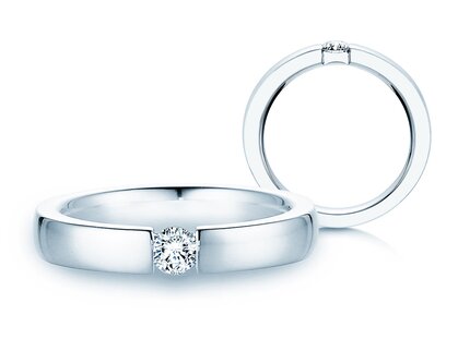 Anillo de compromiso Infinity en 14K oro blanco con diamante 0,20ct G/SI