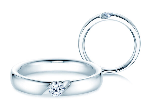 Anillo de compromiso Italic en platino 950/- con diamante 0,20ct G/SI