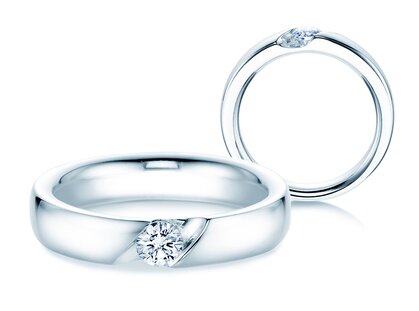 Anillo de compromiso Italic en 14K oro blanco con diamante 0,25ct H/SI