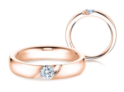 Anillo de compromiso Italic en 14K oro rosa con diamante 0,25ct H/SI