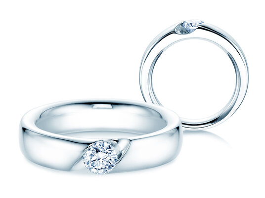 Anillo de compromiso Italic en 9K oro blanco con diamante 0,50ct H/SI