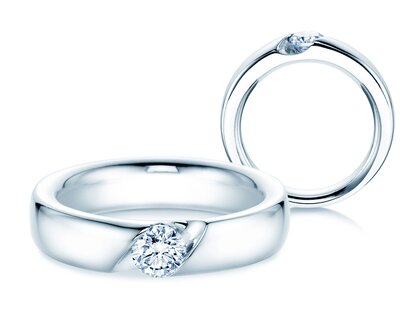 Anillo de compromiso Italic en 14K oro blanco con diamante 0,50ct G/SI