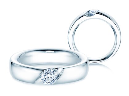Anillo de compromiso Italic en 14K oro blanco con diamante 0,50ct H/SI