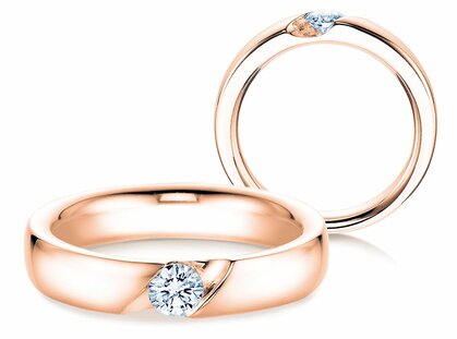 Anillo de compromiso Italic en 14K oro rosa con diamante 0,30ct G/SI