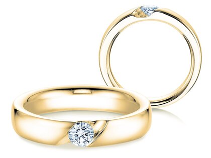 Anillo de compromiso Italic en 9K oro amarillo con diamante 0,30ct H/SI