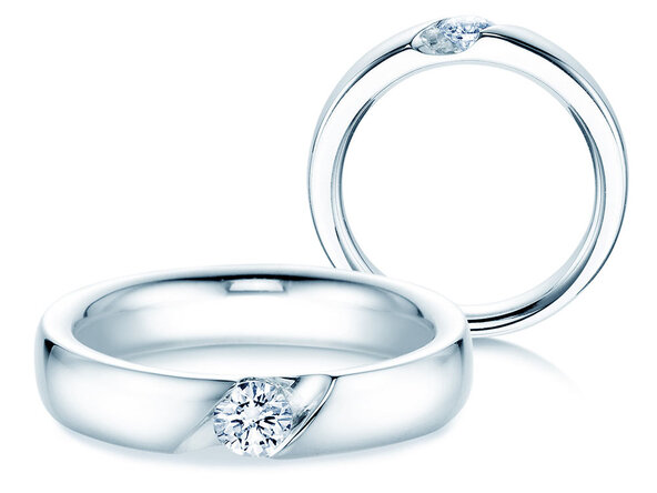 Anillo de compromiso Italic en 9K oro blanco con diamante 0,30ct H/SI