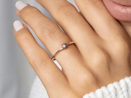 Anillo de compromiso Touch en plata 925/- con diamante 0,04ct G/SI