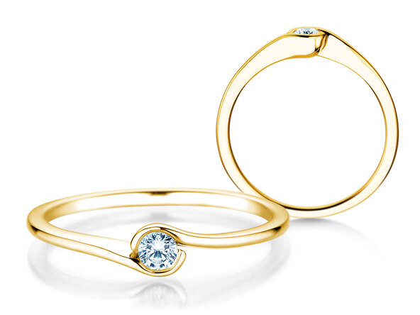Anillo de compromiso Touch en 14K oro amarillo con diamante 0,08ct G/SI