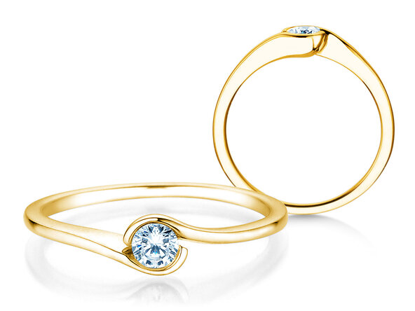 Anillo de compromiso Touch en 14K oro amarillo con diamante 0,13ct G/SI