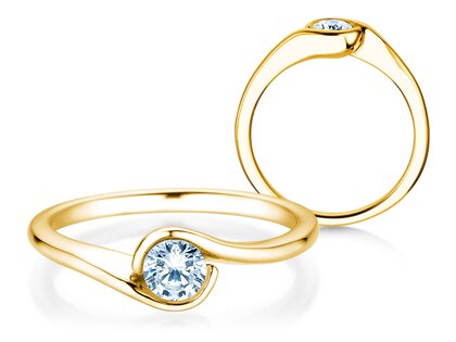 Anillo de compromiso Touch en 14K oro amarillo con diamante 0,50ct G/SI
