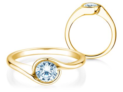 Anillo de compromiso Touch en 9K oro amarillo con diamante 0,75ct H/SI