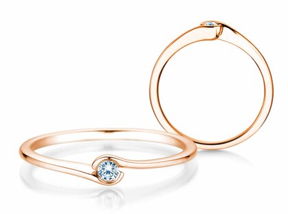 Anillo de compromiso Touch en 14K oro rosa con diamante 0,04ct G/SI