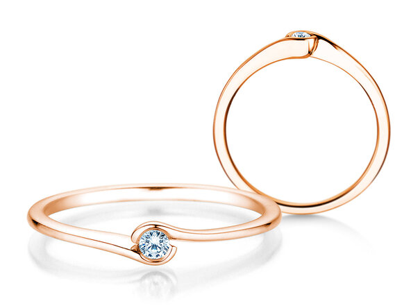 Anillo de compromiso Touch en 18K oro rosa con diamante 0,04ct G/SI