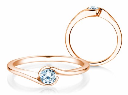 Anillo de compromiso Touch en 14K oro rosa con diamante 0,30ct G/SI