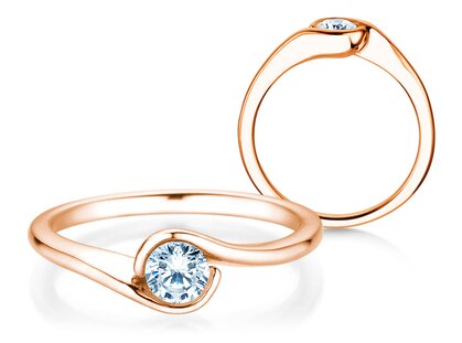 Anillo de compromiso Touch en 14K oro rosa con diamante 0,50ct H/SI