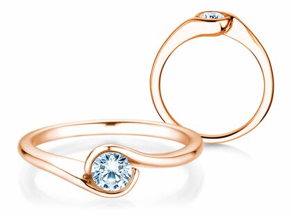 Anillo de compromiso Touch en 14K oro rosa con diamante 0,50ct H/SI