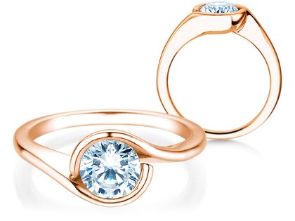 Anillo de compromiso Touch en 9K oro rosa con diamante de laboratorio 1,00ct E/VS