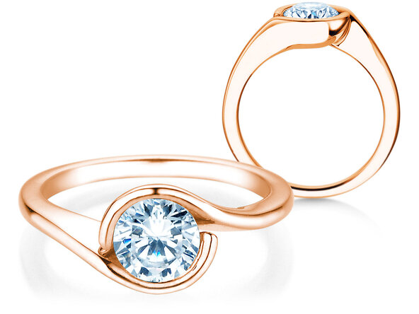 Anillo de compromiso Touch en 9K oro rosa con diamante de laboratorio 1,00ct E/VS