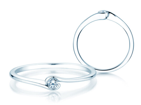 Anillo de compromiso Touch en plata 925/- con diamante 0,04ct H/SI