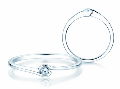 Anillo de compromiso Touch en 14K oro blanco con diamante 0,04ct G/SI