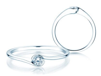 Anillo de compromiso Touch en 14K oro blanco con diamante 0,08ct D/IF